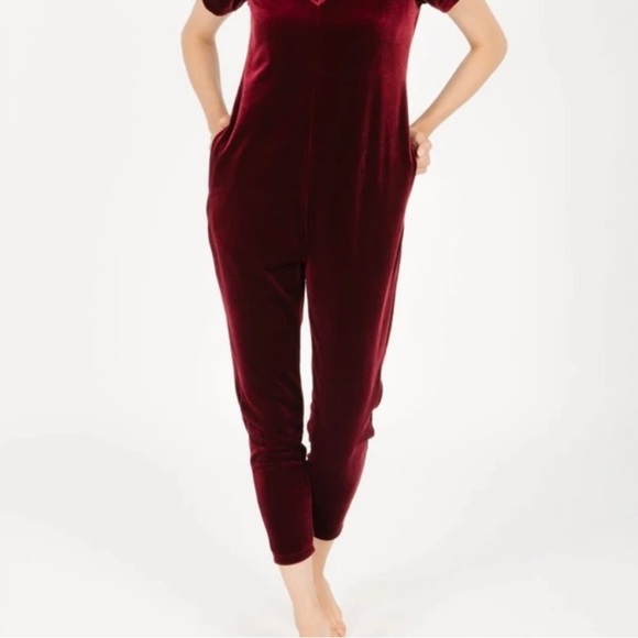 Smash + Tess Sunday Velvet Romper in Merlot - Picture 6 of 6